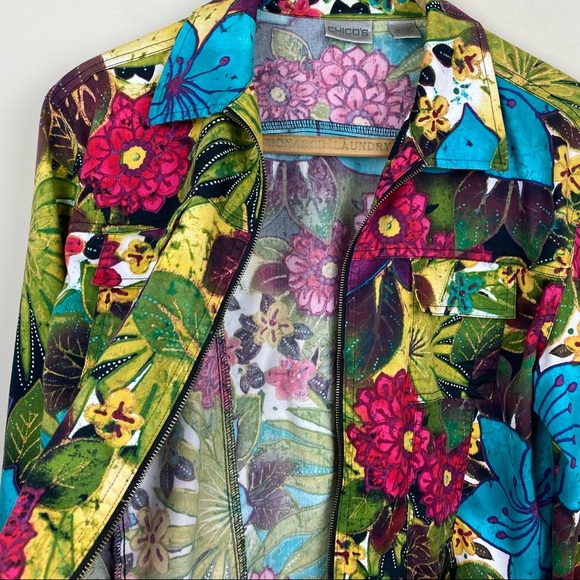 Chico's || Colorful Zipper Front Jacket; Size 1 (M/8) - Picture 11 of 13